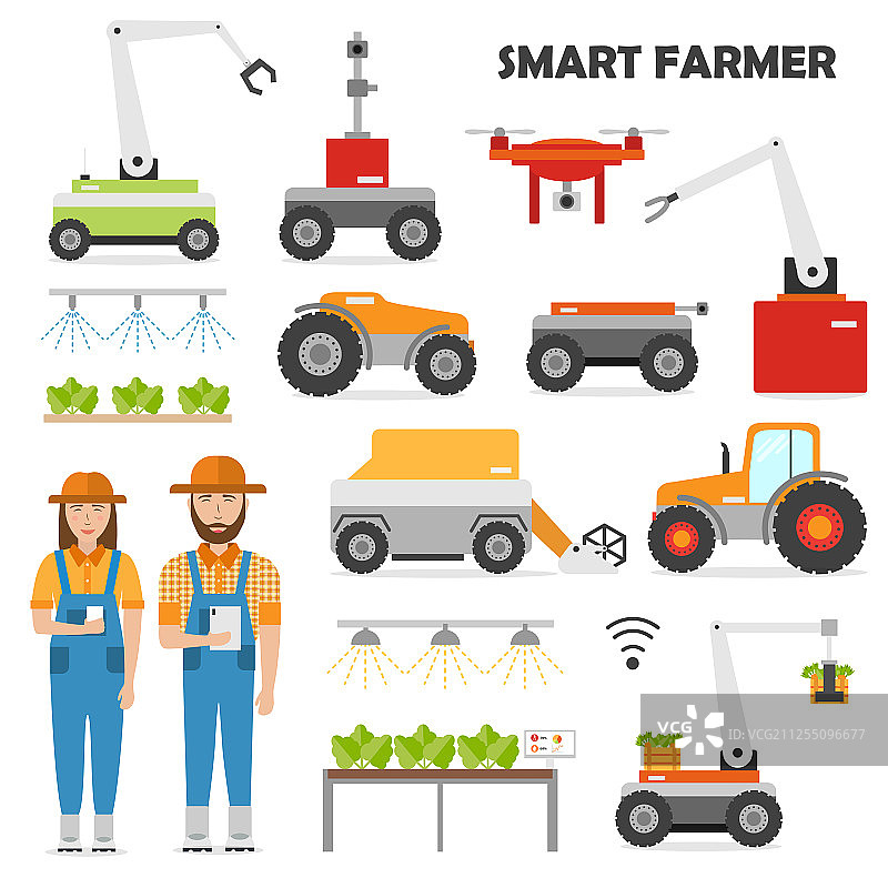 农业自动化智能农业图标合集图片素材