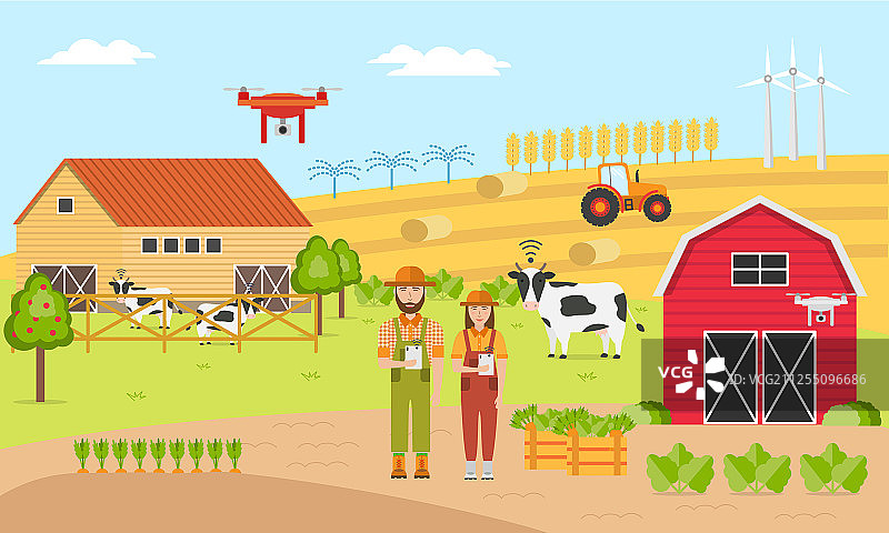 采用智能农场管理的两名农民图片素材