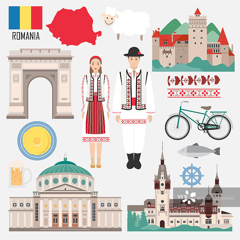罗马尼亚传统物品符号图案图片素材