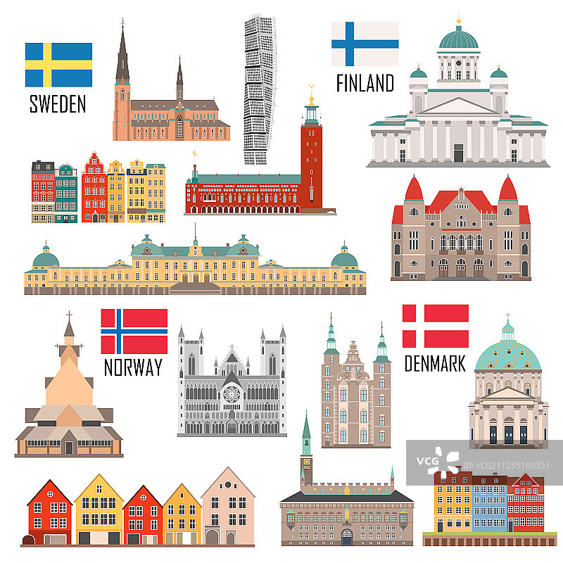 斯堪的纳维亚地标图标合集图片素材