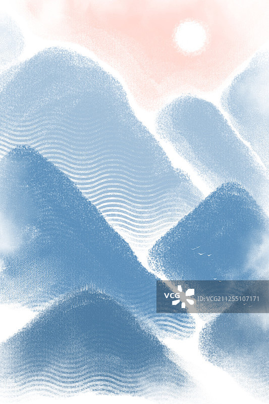 中国传统二十四节气立冬雪山风景插画海报图片素材