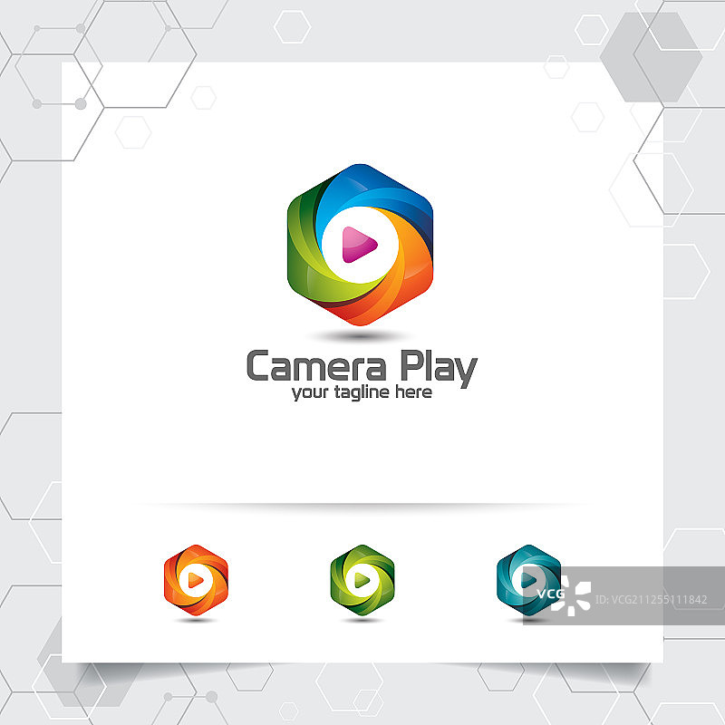 彩色媒体播放概念Logo设计图片素材