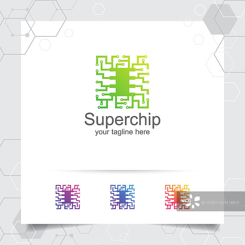 具有概念的技术数字Logo设计图片素材