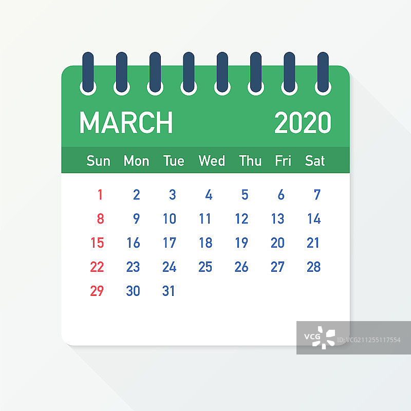 2020年3月日历扁平风图片素材