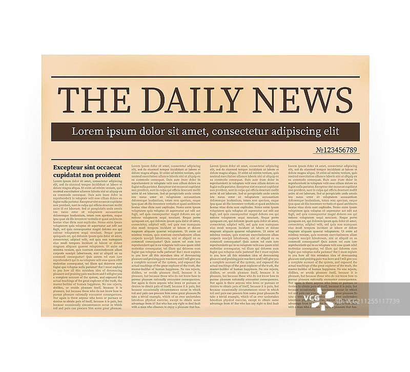 逼真的复古报纸页面模板图片素材
