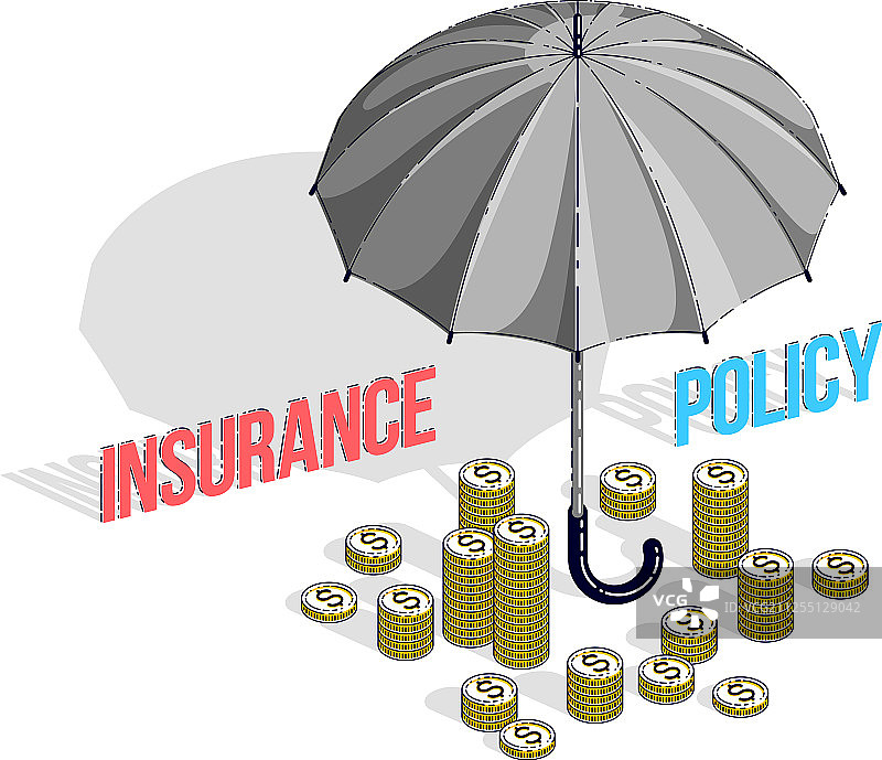 现金雨伞保险政策概念图片素材
