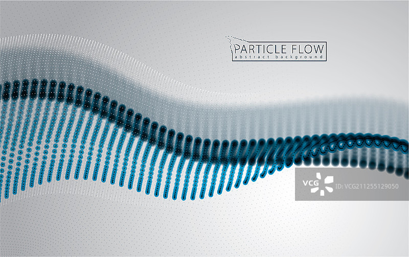 灰色模糊背景上的流动粒子波浪图片素材