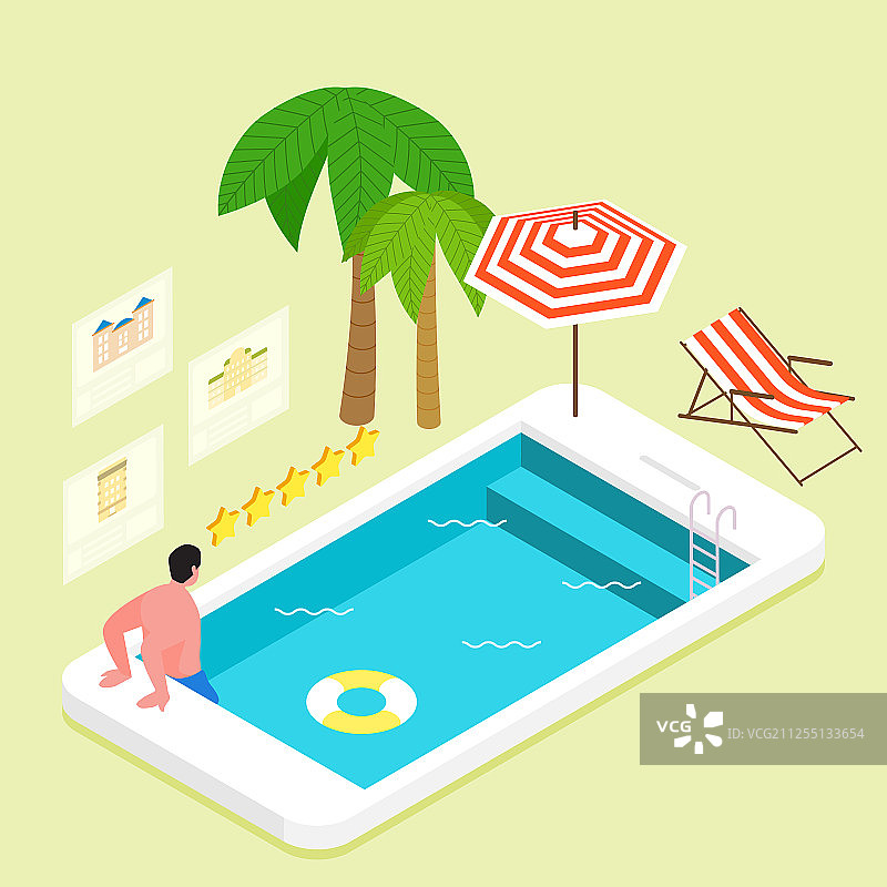 2.5D智能手机生活概念插画005图片素材