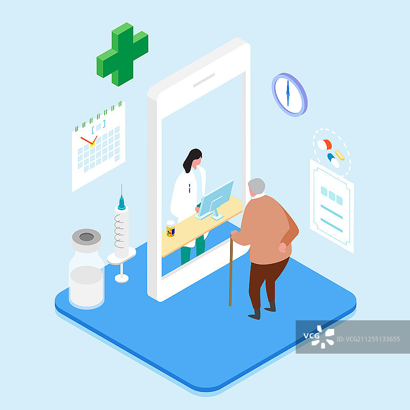 2.5D等距智能移动生活概念插画006图片素材