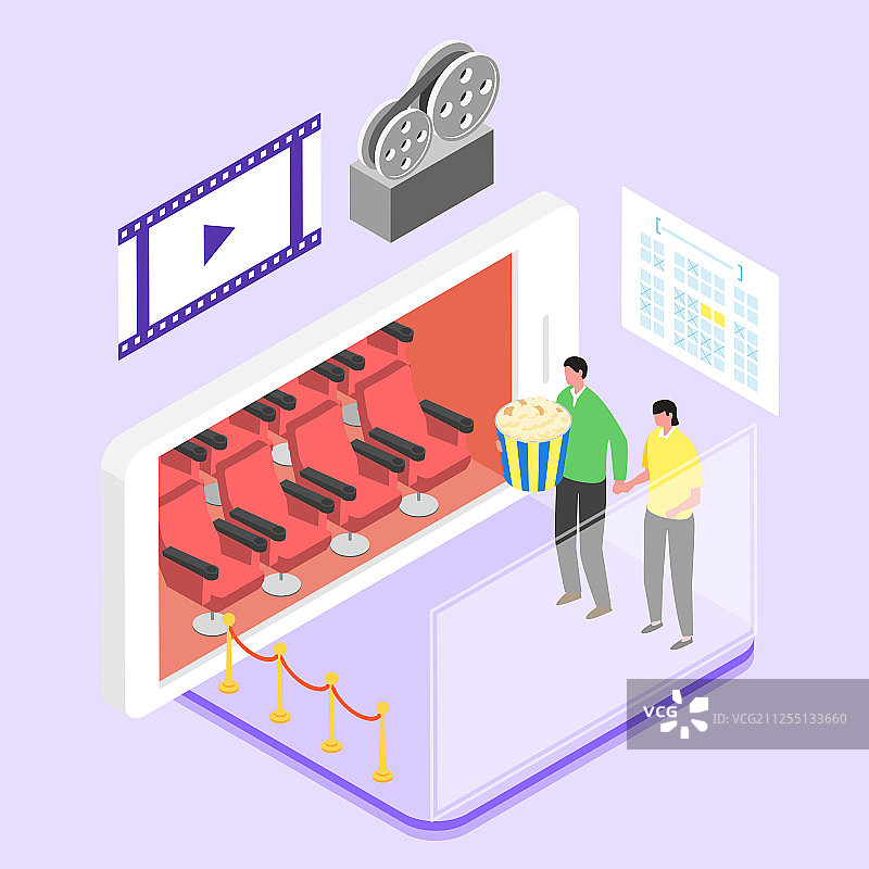 扁平2.5D智能移动生活概念插画图片素材