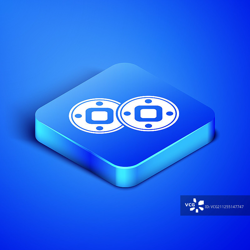 2.5D犹太硬币图标（蓝色背景）图片素材