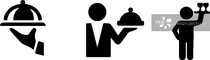 白色背景上的服务员图标图片素材