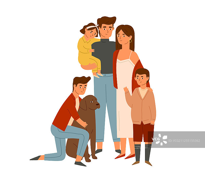 幸福的大家庭合影（扁平风格）图片素材