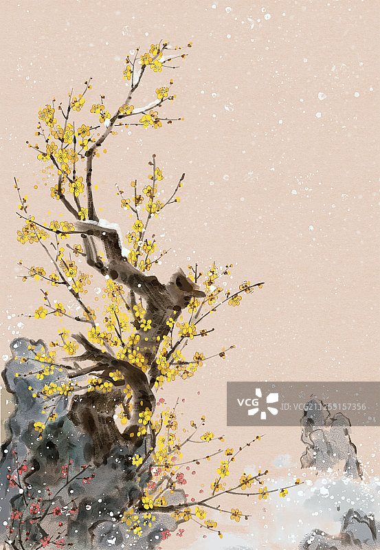 水墨画梅花图片素材