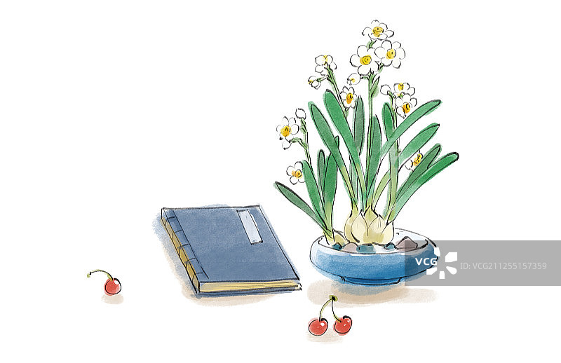 水墨画水仙花图片素材