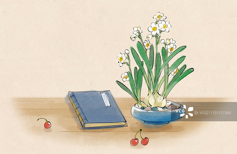 水墨画水仙花图片素材