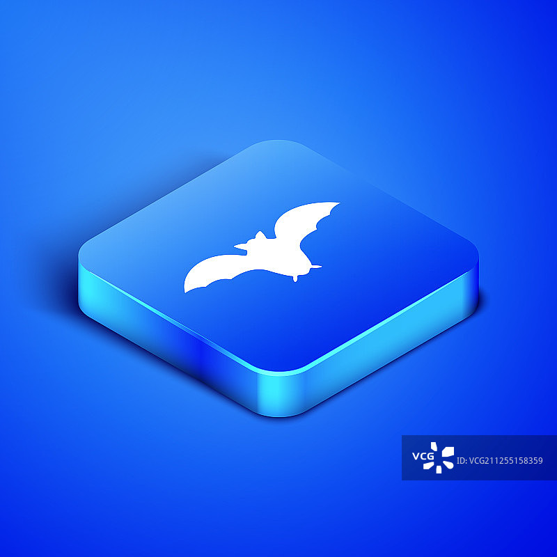 2.5D飞行蝙蝠图标，蓝色背景图片素材