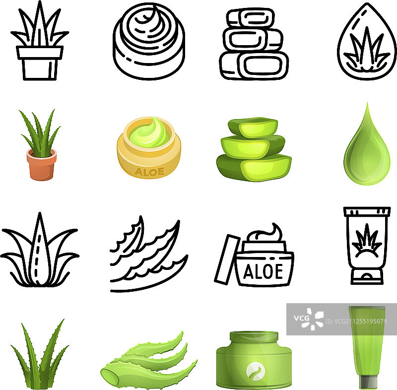 卡通风格芦荟线条图片素材