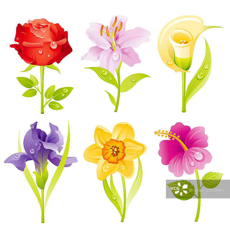 卡通花卉图案图标集图片素材