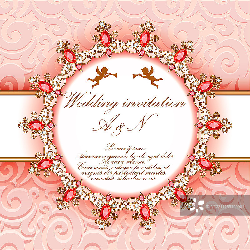 带金色装饰的婚礼邀请函图片素材