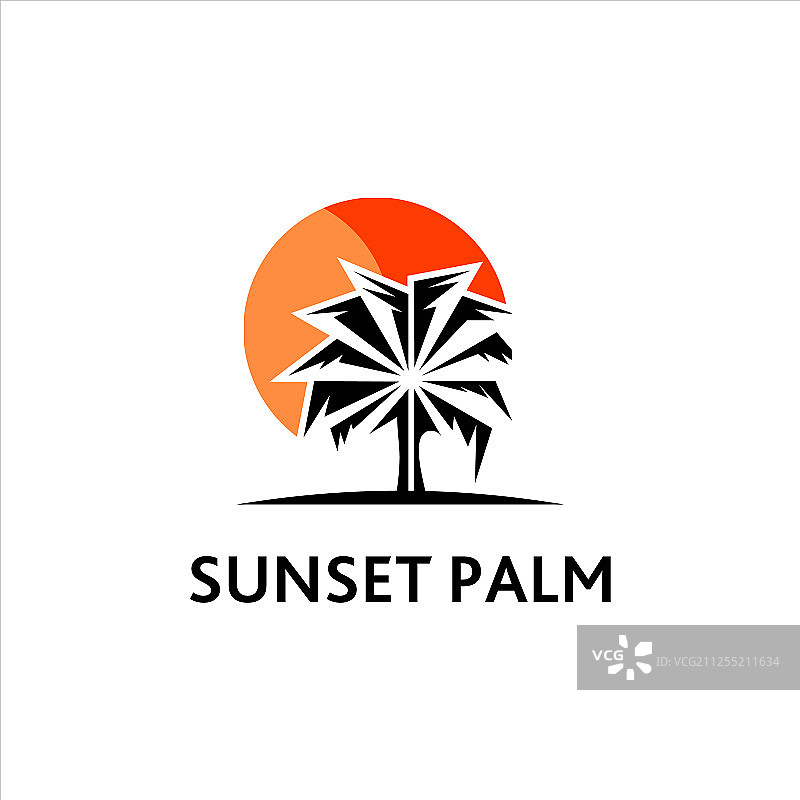 棕榈树日落logo图片素材