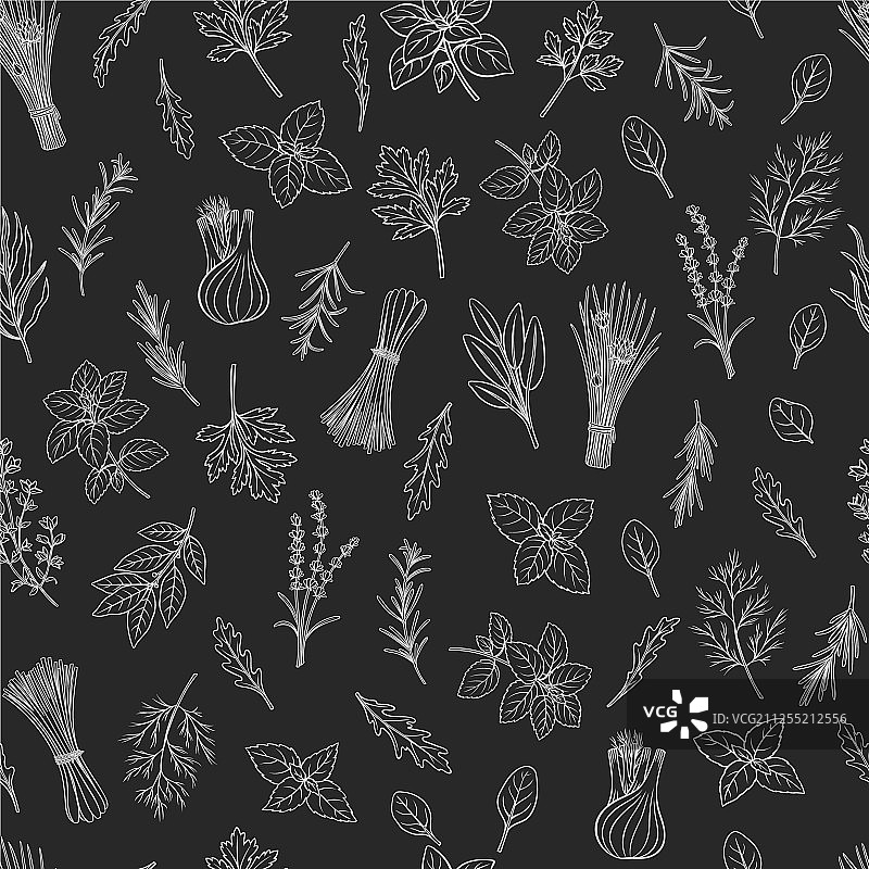 烹饪香草和香料无缝图案图片素材