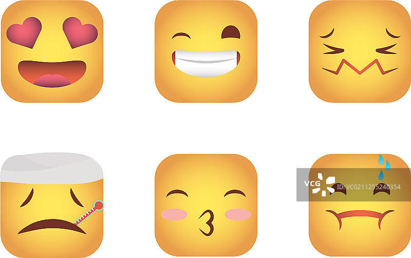 方形表情符号人物套装图片素材