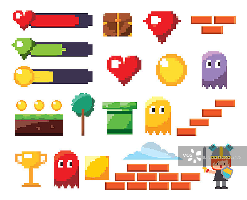 孤立的电子游戏图标集设计图片素材