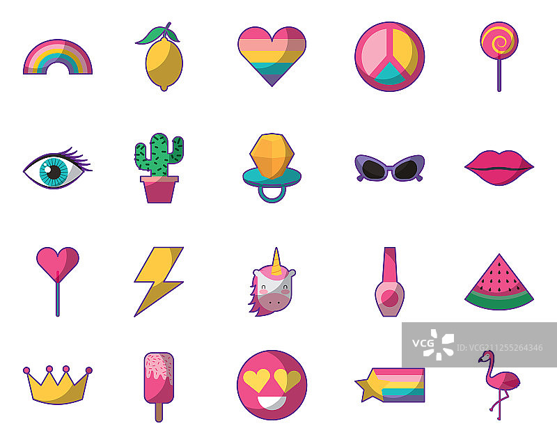 独立时尚风格图标集设计图片素材