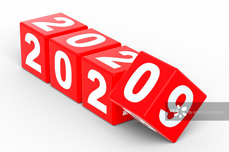 3D色子组成的2020新年图片素材