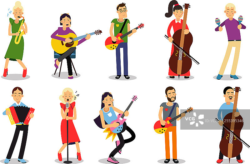 演奏不同乐器的音乐家图案合集图片素材