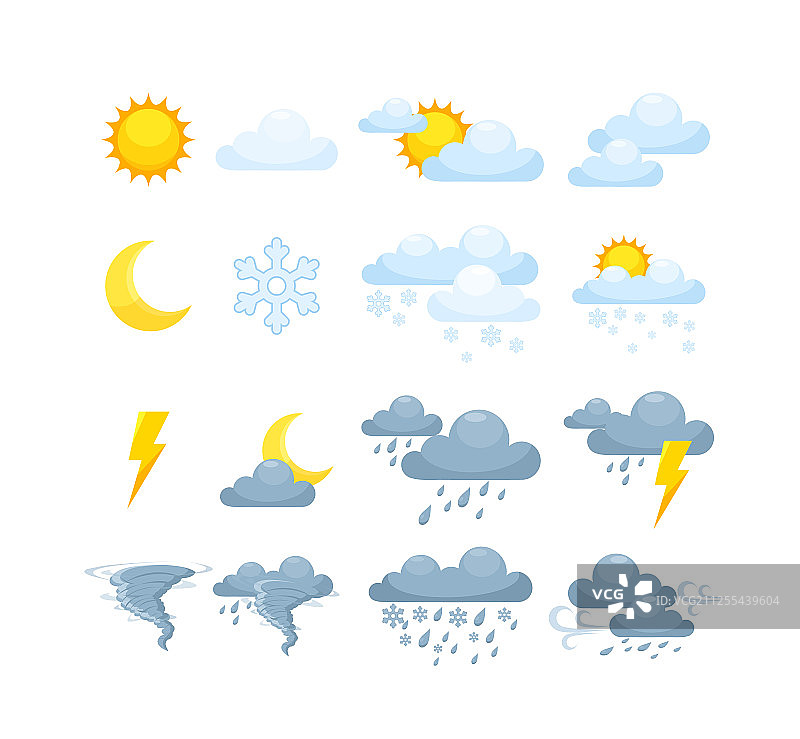 晴天、雨天和阴天天气状况图片素材