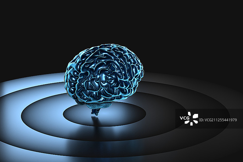 人类大脑模型与黑色背景 三维渲染图片素材