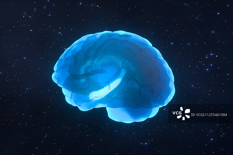 人类大脑模型与黑色背景 三维渲染图片素材