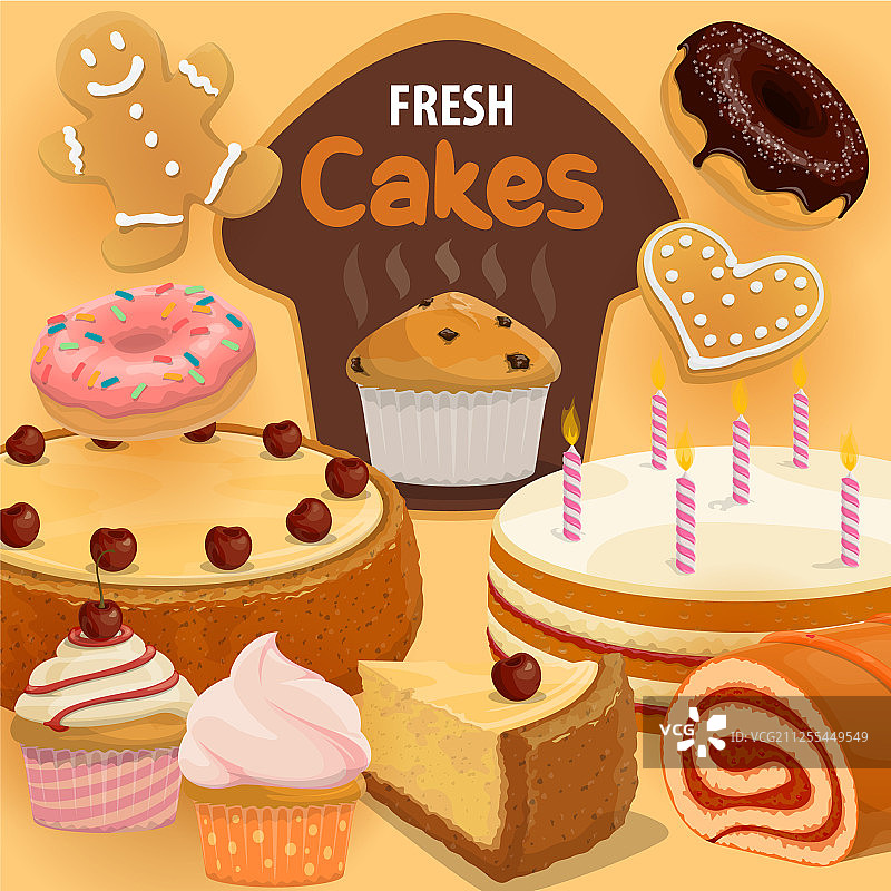 蛋糕和纸杯蛋糕甜点图片素材