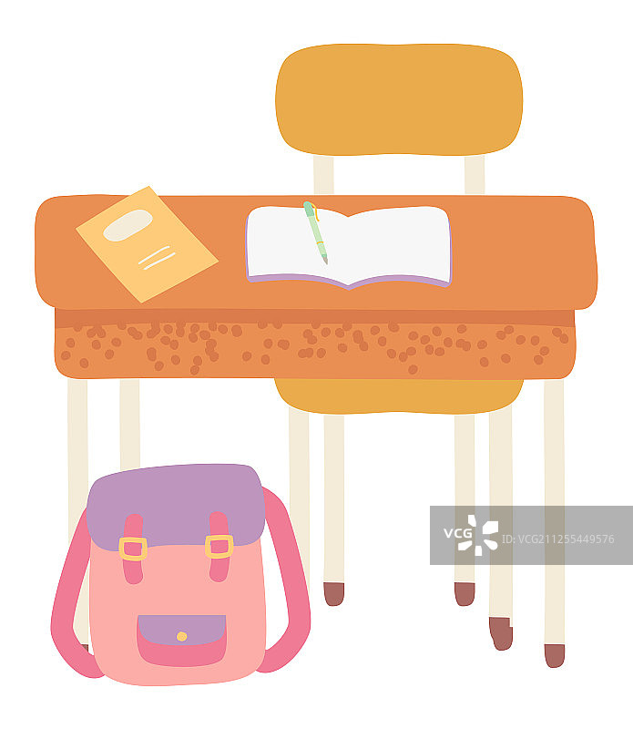 课桌与书包和学习用品图片素材