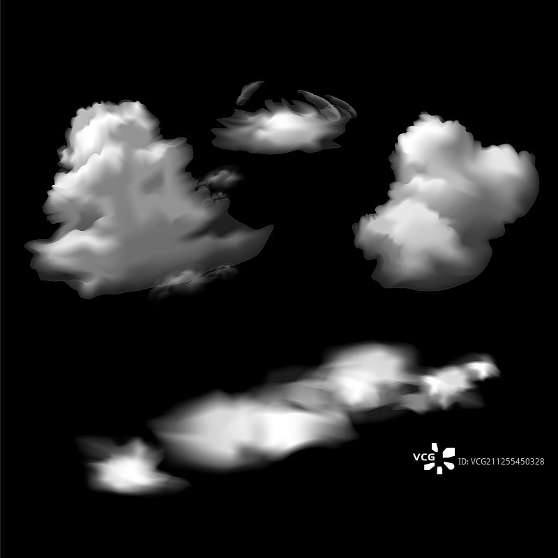 黑色背景白色云朵合集图片素材