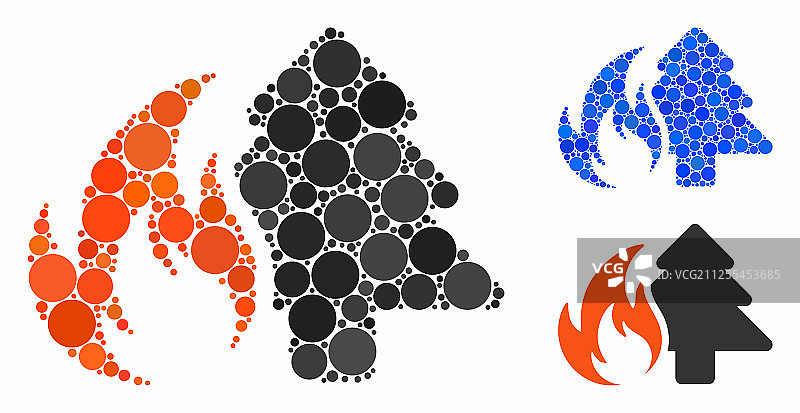 森林火灾球形元素合成图标图片素材