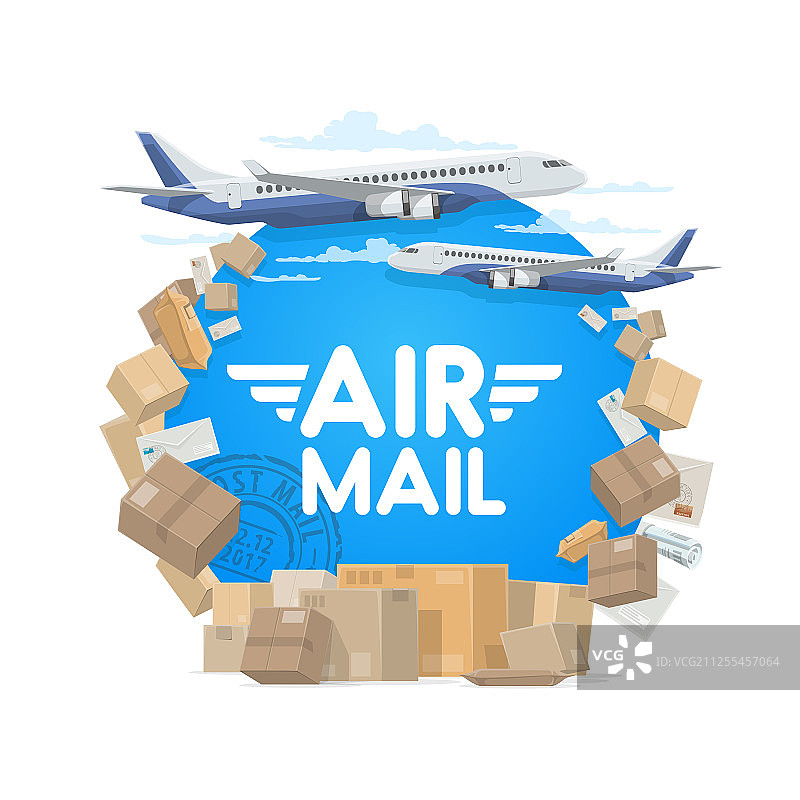 航空邮件和运输包裹信件图片素材