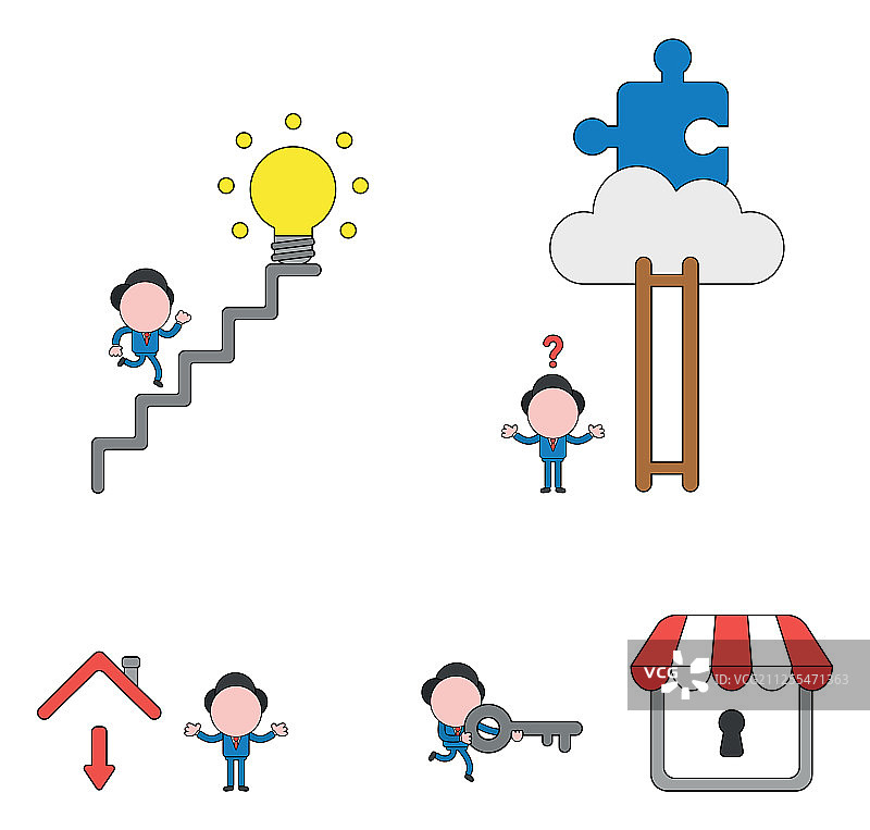 黑色轮廓的商人角色套装图片素材