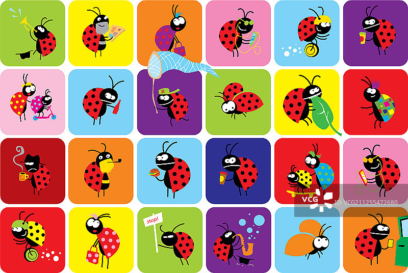 不同场景中的滑稽昆虫甲虫图片素材