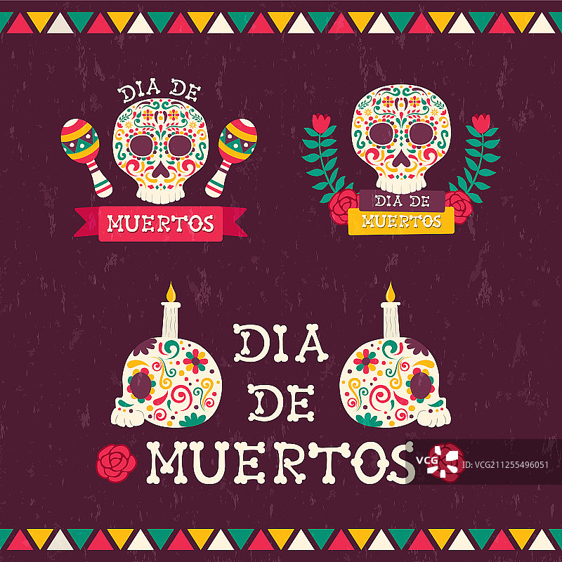 亡灵节糖骷髅引言套装图片素材