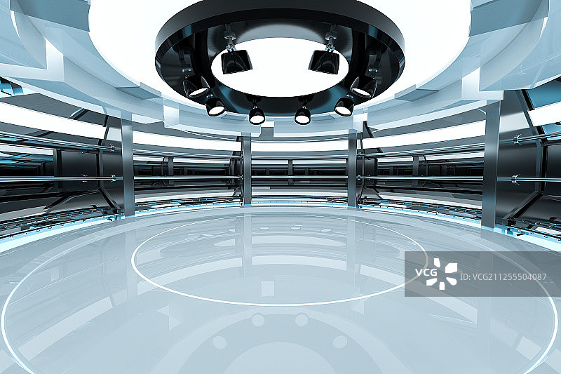 科技感圆形建筑室内场景 三维渲染图片素材