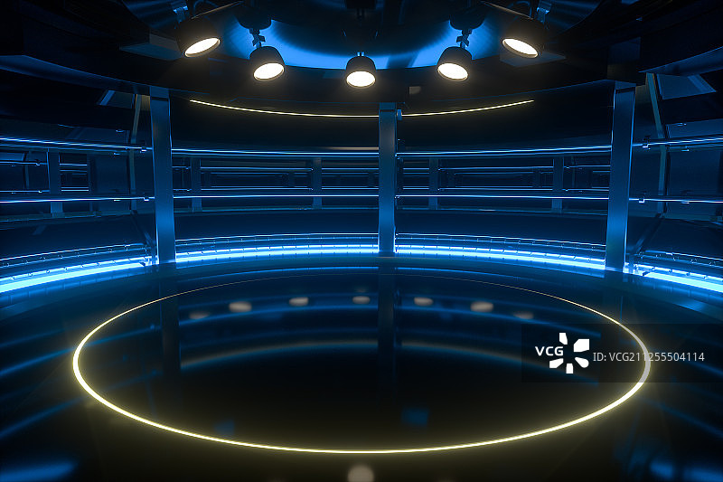 夜晚的竞技场与灯光场景 三维渲染图片素材