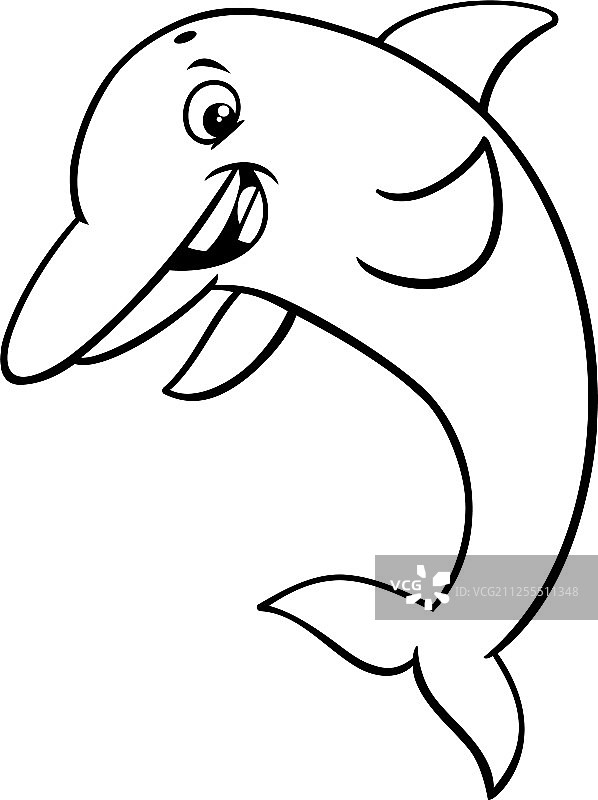 海豚卡通动物填色书图片素材
