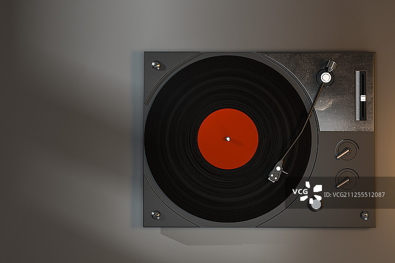 细节丰富的黑色的唱片机 三维渲染图片素材