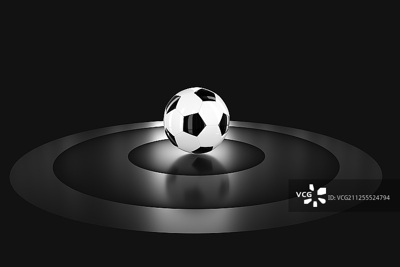 暗黑场景的竞技场与足球 三维渲染图片素材
