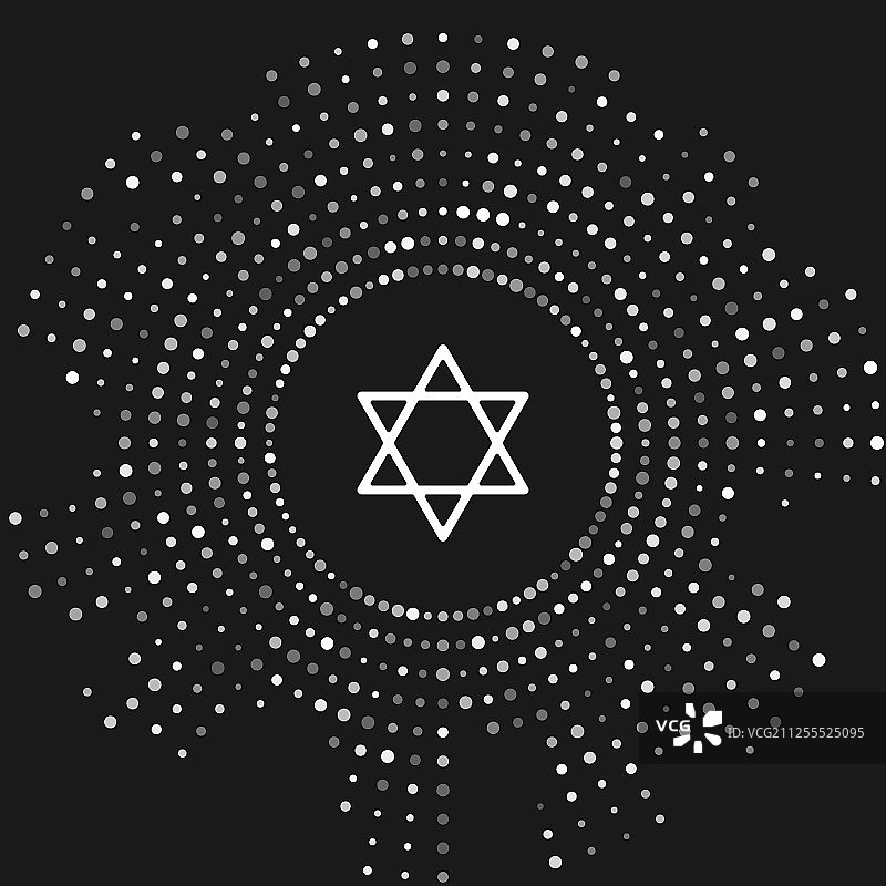 灰色背景上孤立的白色大卫之星图标图片素材