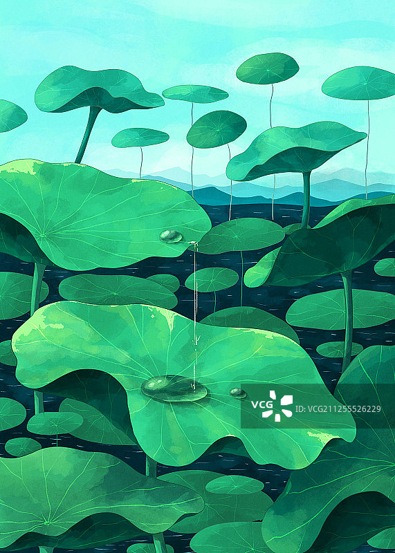 植物节气景观插画小暑图片素材