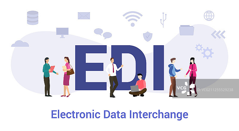 具有大数据的EDI电子数据交换概念图片素材
